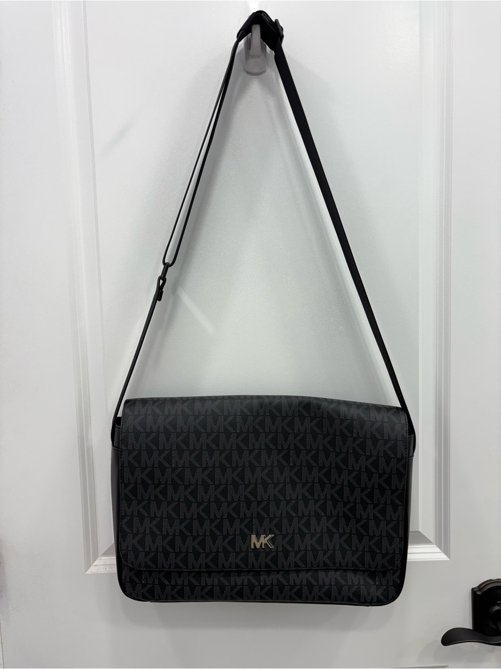 Michael Kors Black MK Monogram Crossbody Laptop Bag